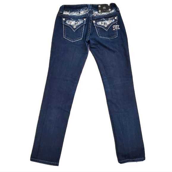 Miss Me Mid Rise Easy Skinny Jeans Embellished Pocket - Picture 1 of 5